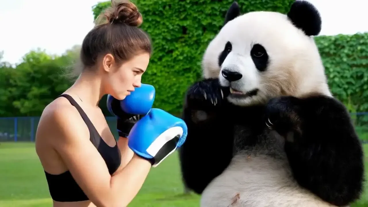 Boxing with a panda