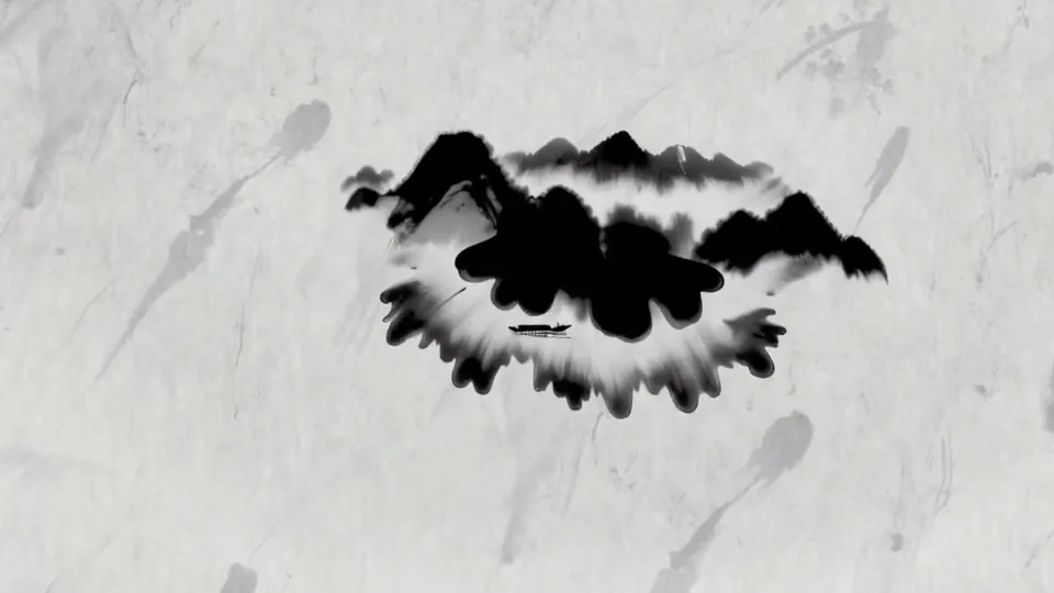 Ink landscape unfolds