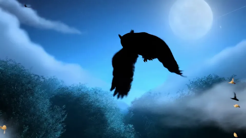 Moonlit owl flight
