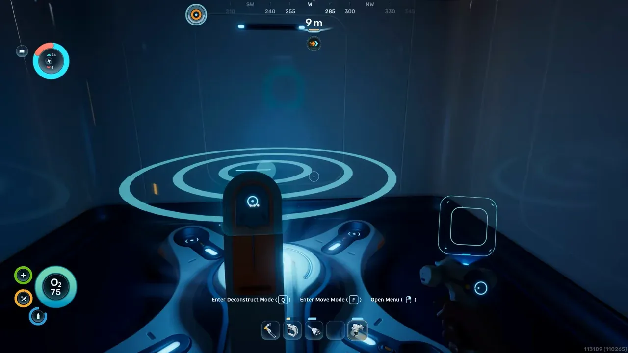 Scanner Station interface showing nearby resource markers in Subnautica 2