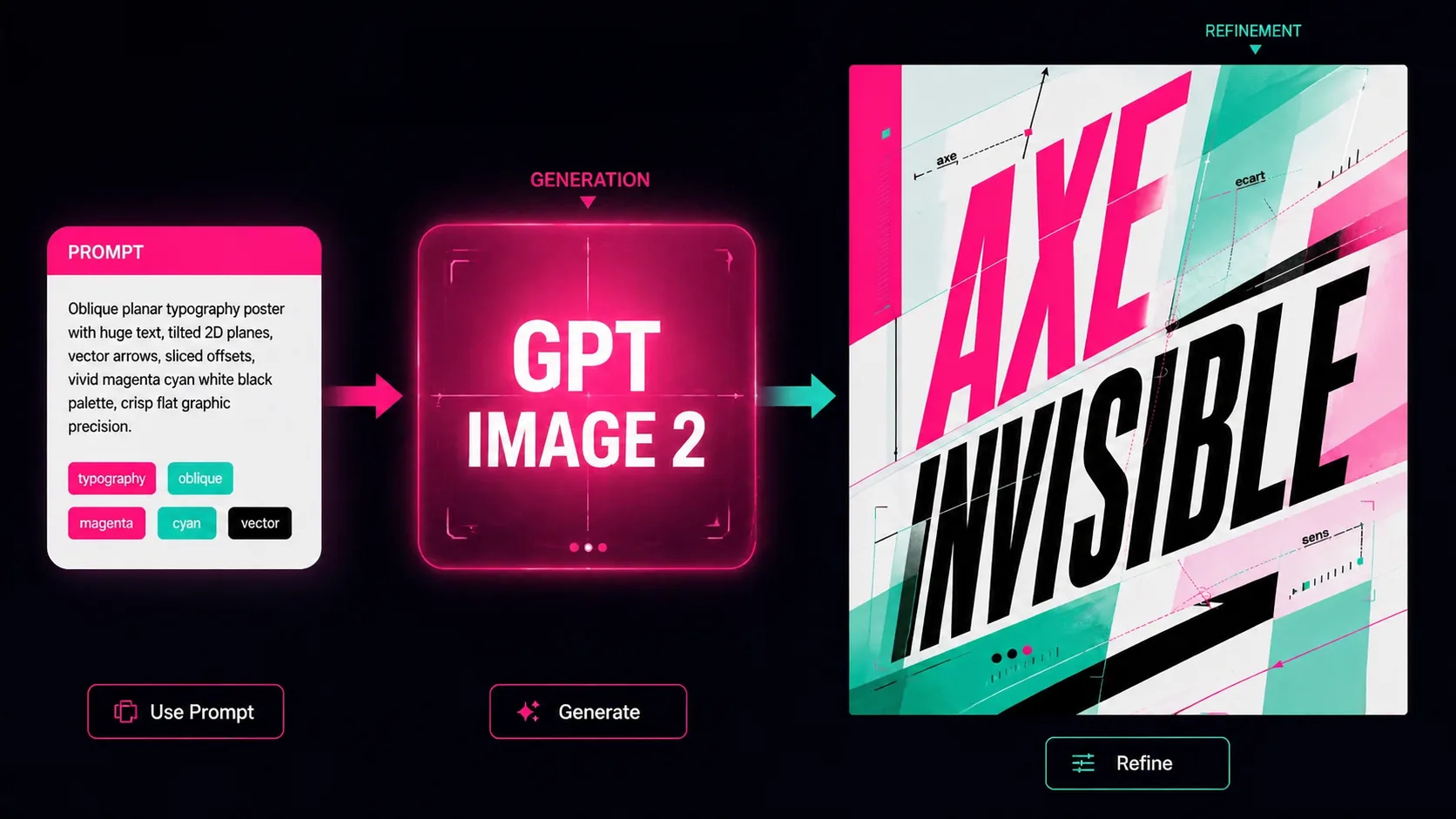 Generating a finished oblique typography poster with GPT Image 2