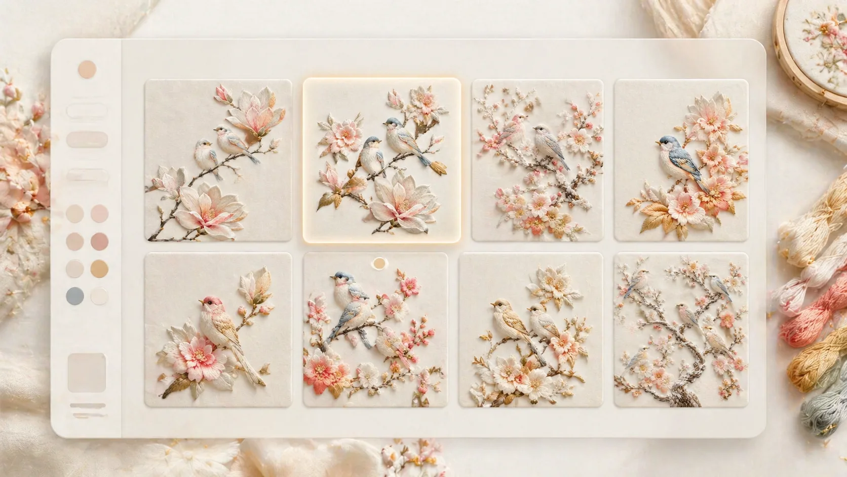 Choosing a silk embroidery bird template