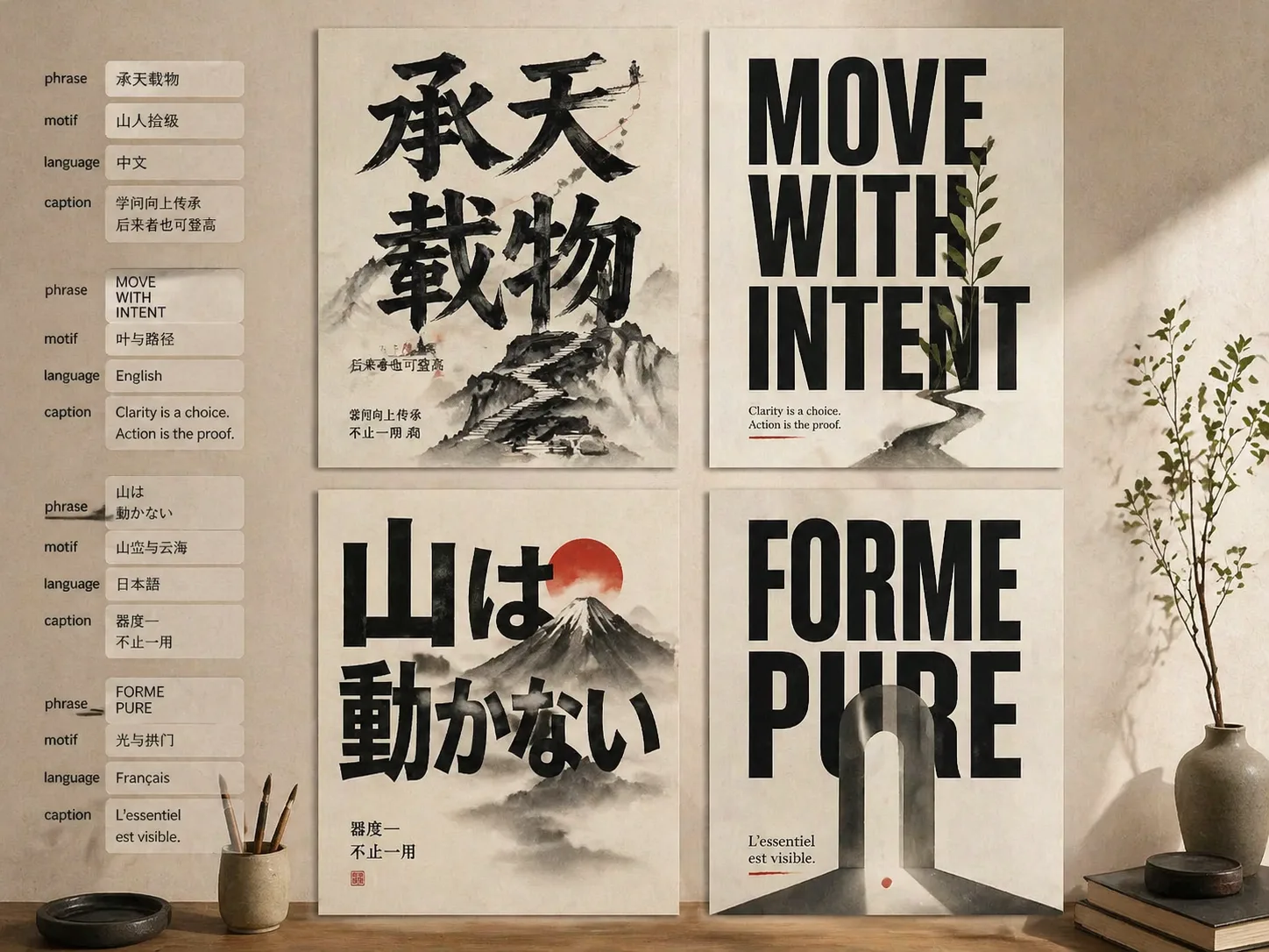 Overview of GPT Image 2 big type poster templates with multilingual examples