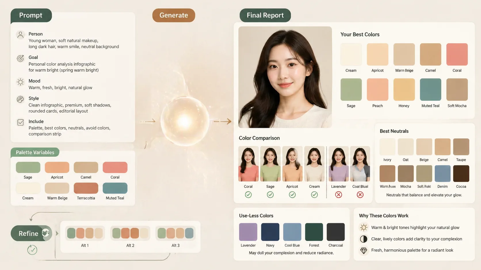 Generating a final personal color analysis infographic with GPT Image 2
