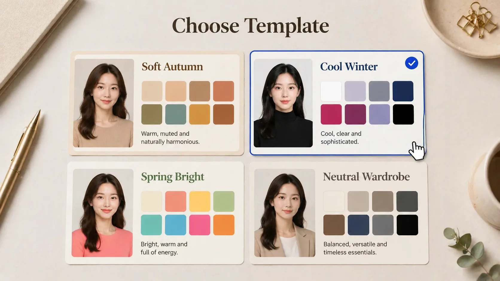 Choosing a seasonal color analysis template
