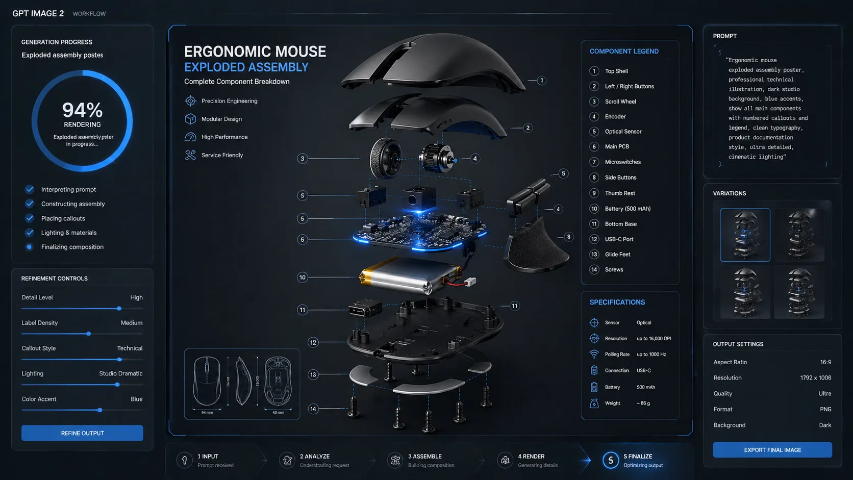 Generating a detailed exploded assembly drawing