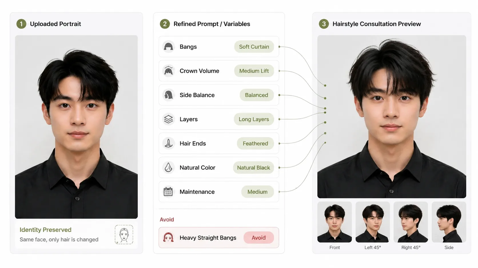Editing hairstyle prompt variables