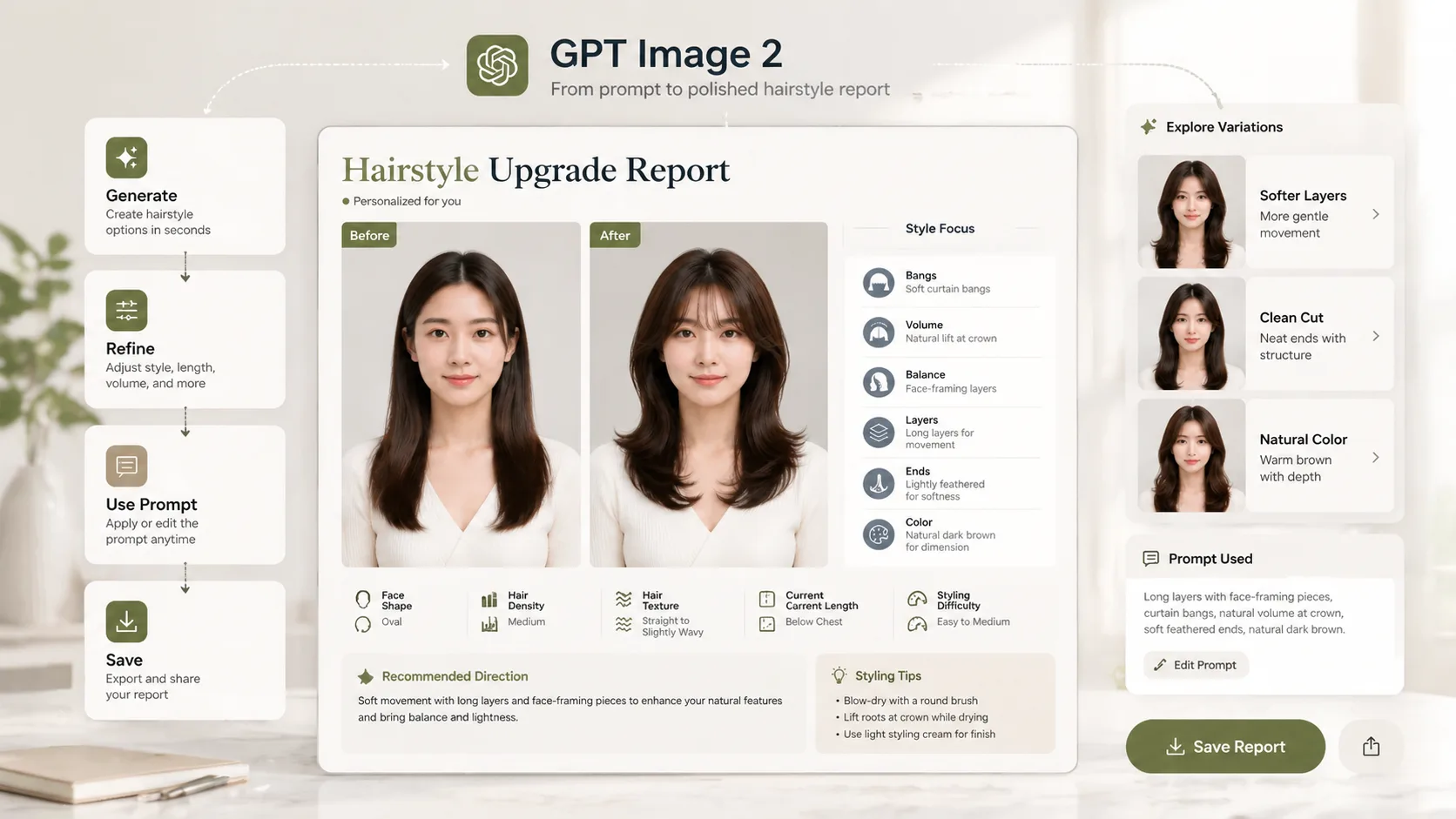 Generated hairstyle report result