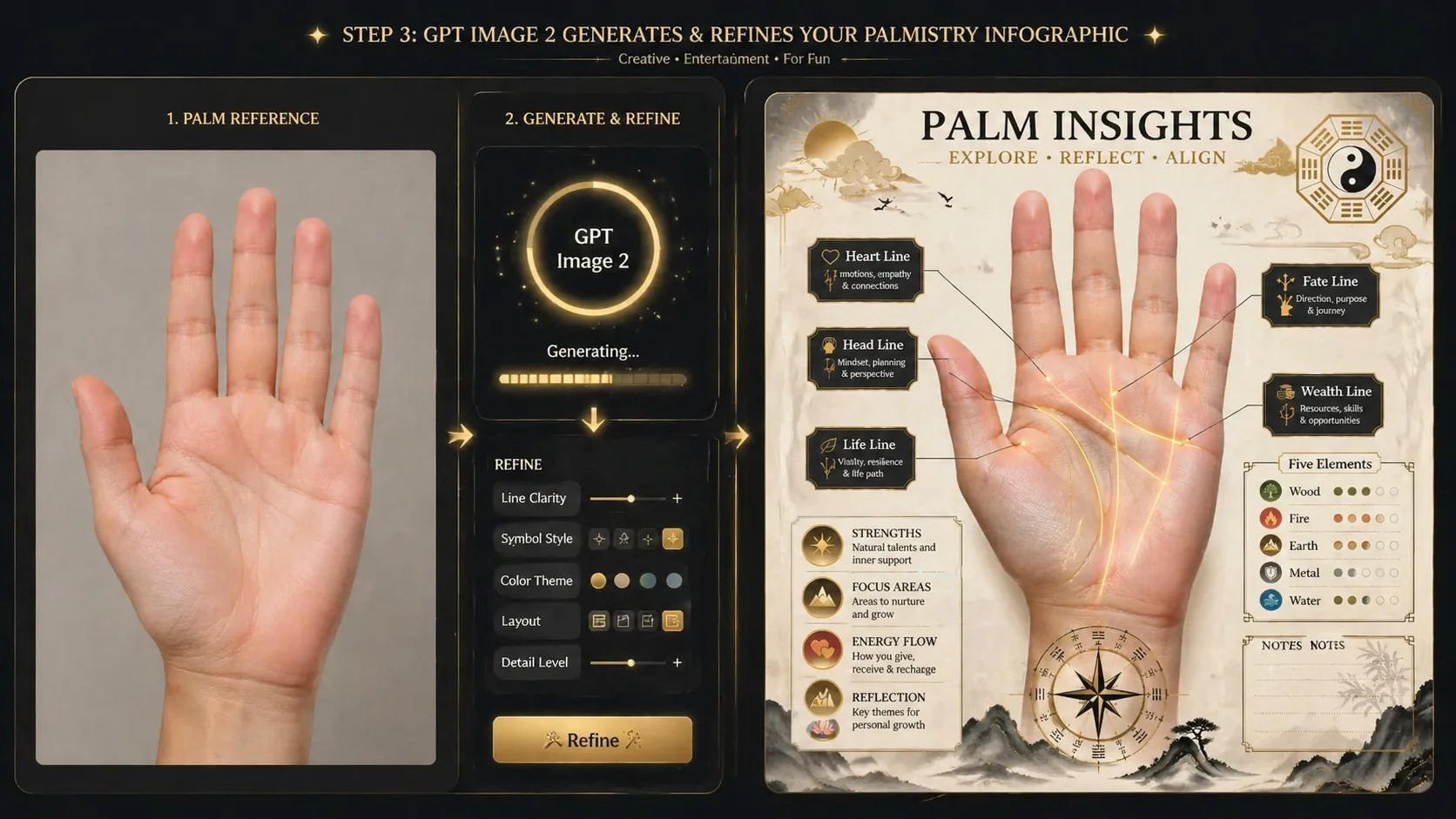 用 GPT Image 2 生成并优化手相信息图