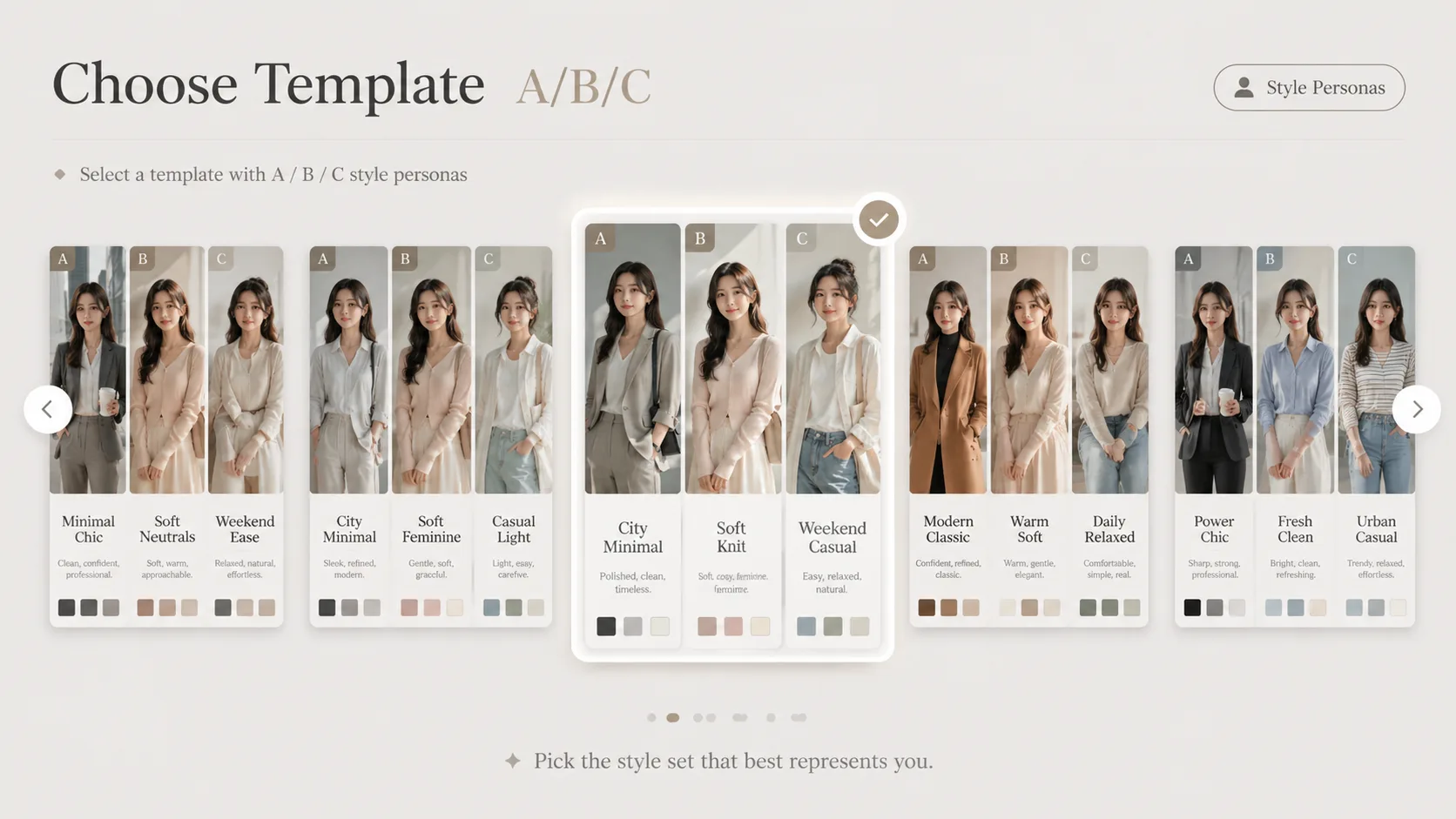Choosing a style persona template from A/B/C poster examples