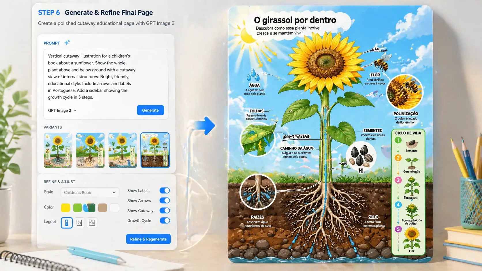 Generación y ajuste de una página educativa en corte pulida