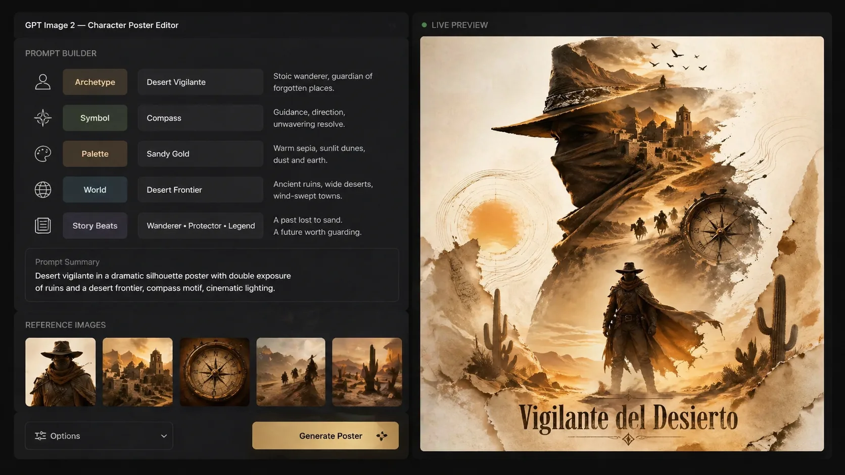 Editing character poster variables before generation
