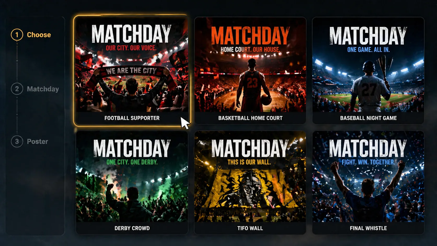 Auswahl eines Sportposter-Templates