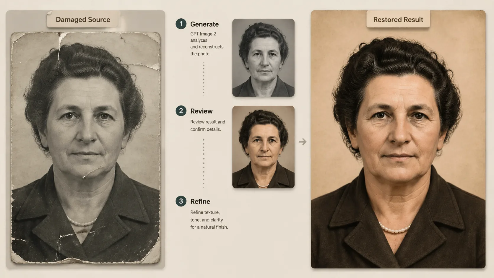 Generating a restored photo with GPT Image 2