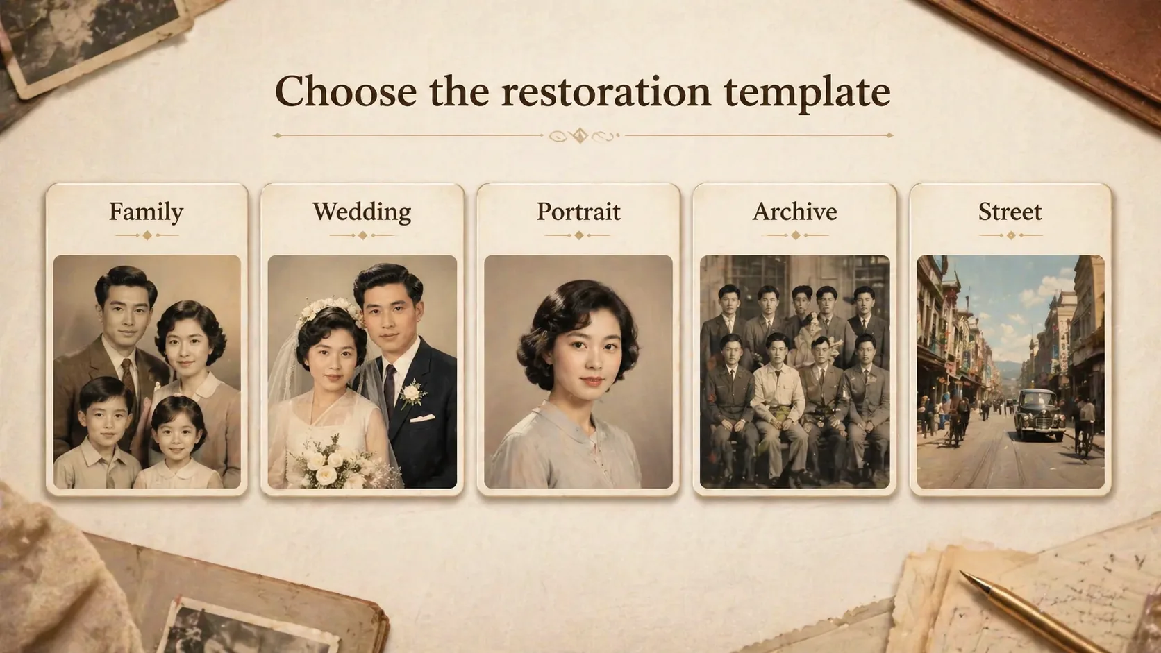 Choosing an old photo restoration template