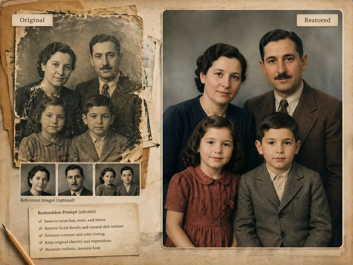 Old photo restoration workflow overview