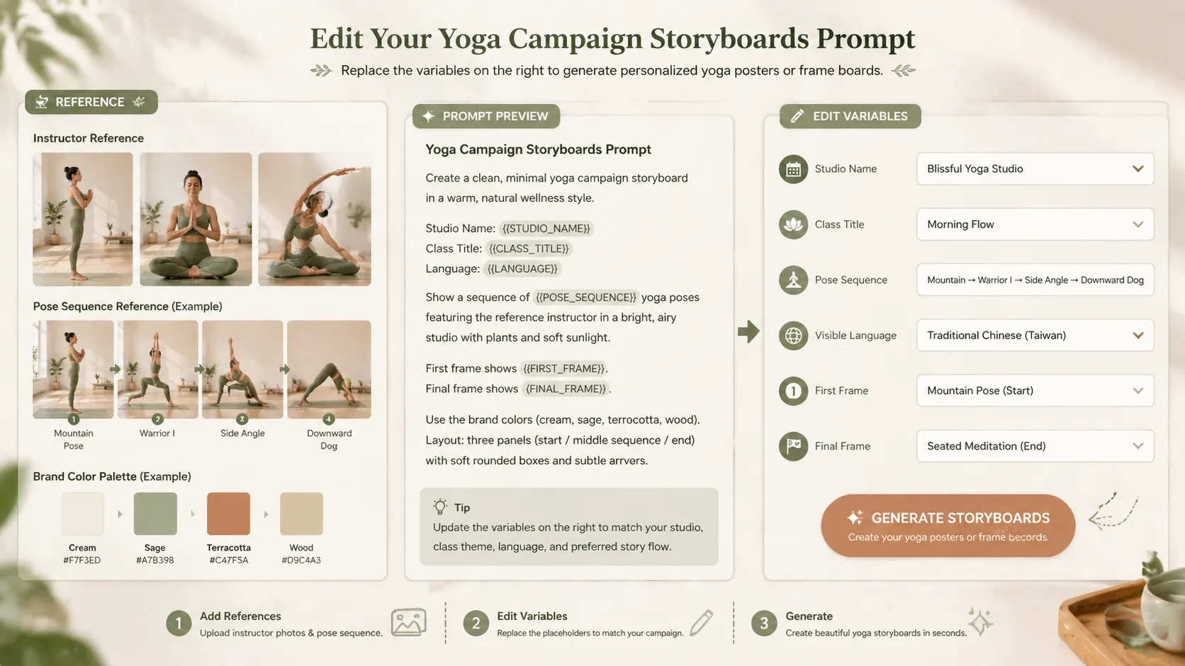 Replace the variables