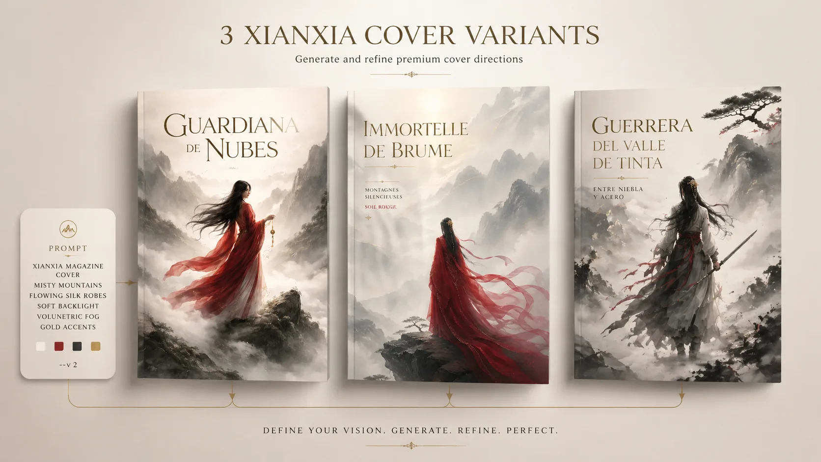 Generating polished xianxia magazine cover variants with GPT Image 2