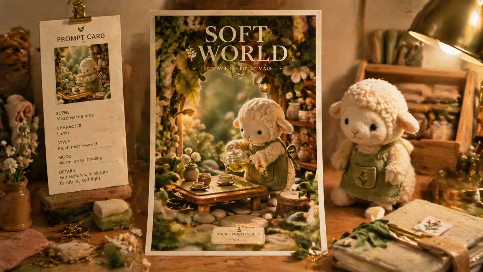 Generated plush micro-world poster result