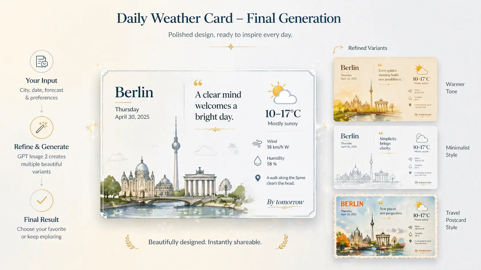 Generating and refining final Daily Weather Cards with GPT Image 2