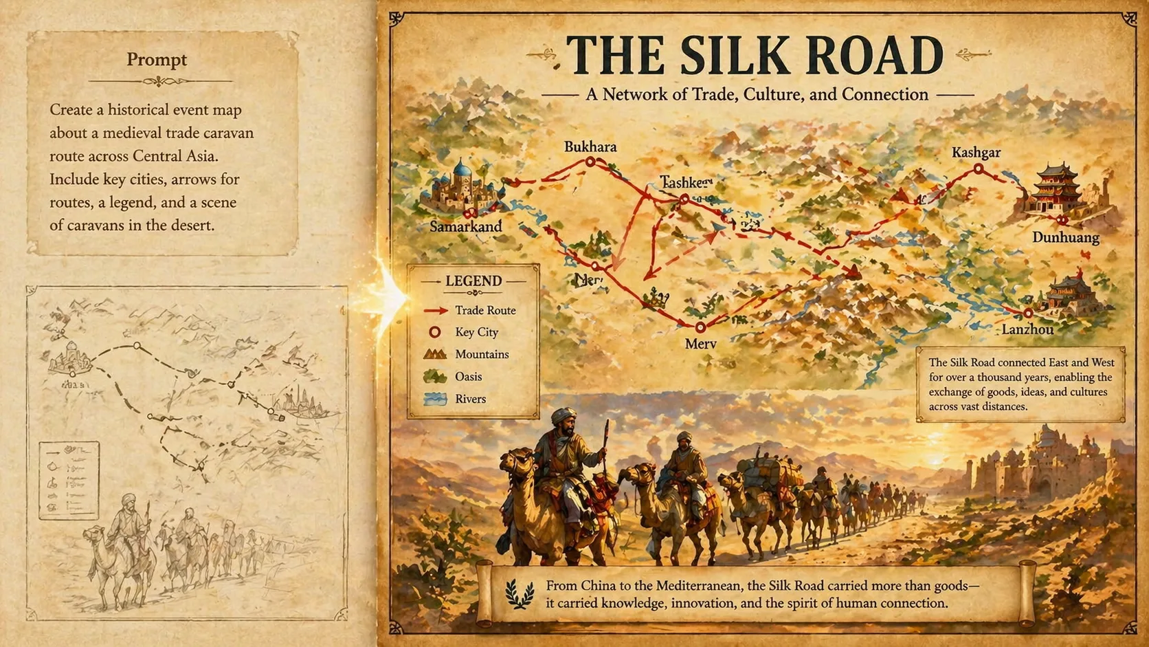 Generating a finished two-part historical map explainer from a reusable GPT Image 2 prompt
