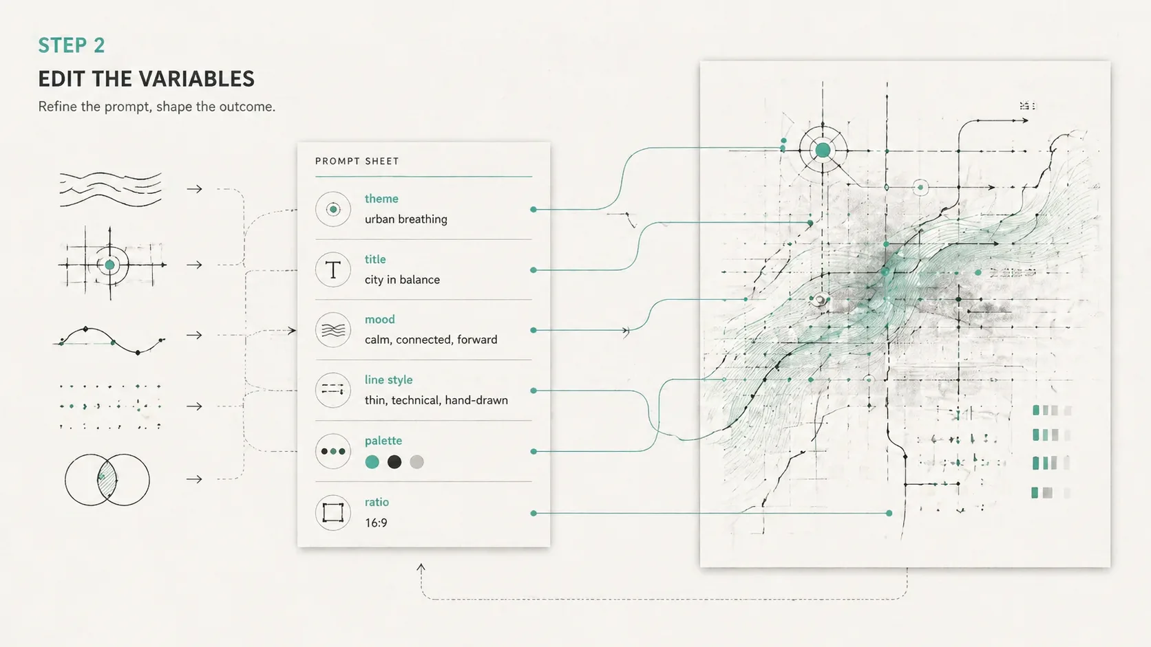 Editing variables in an abstract line art prompt