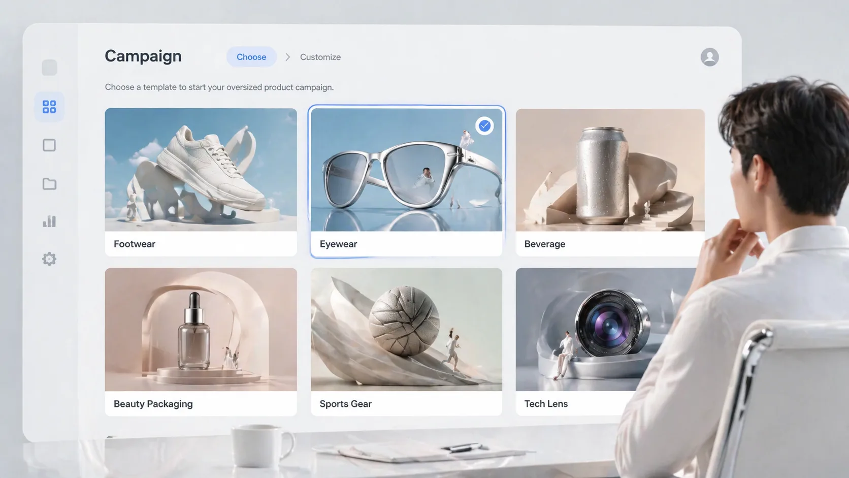 Choosing an oversized product campaign template