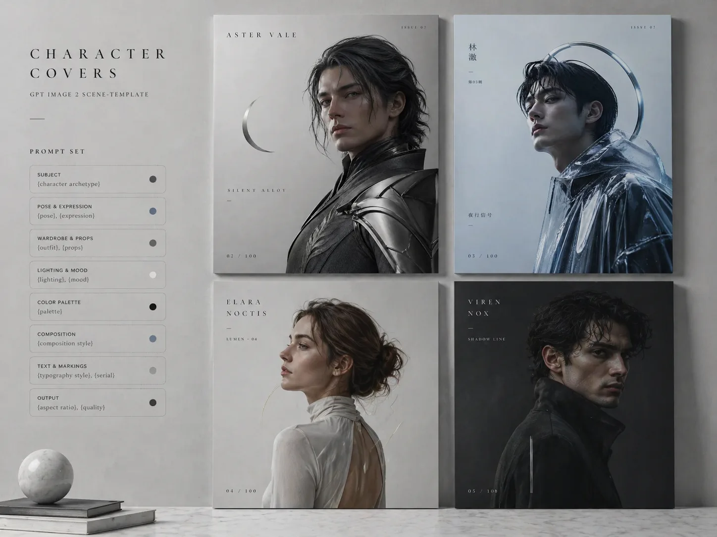 Overview of GPT Image 2 character cover templates with premium original poster samples