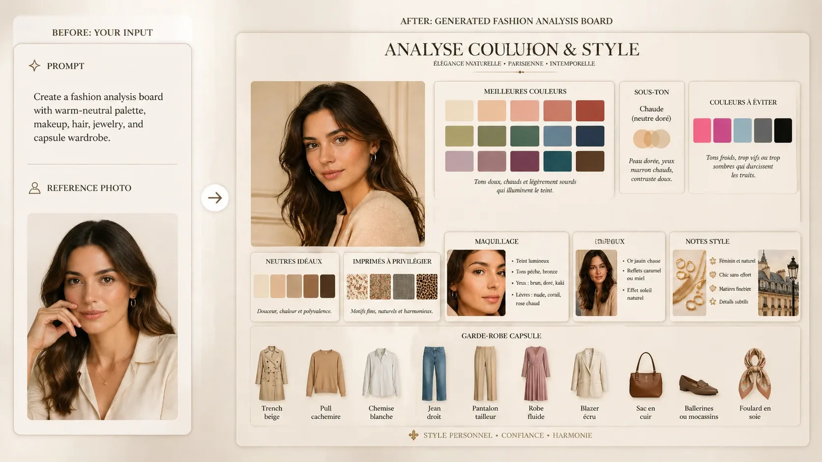 Generated fashion analysis board result