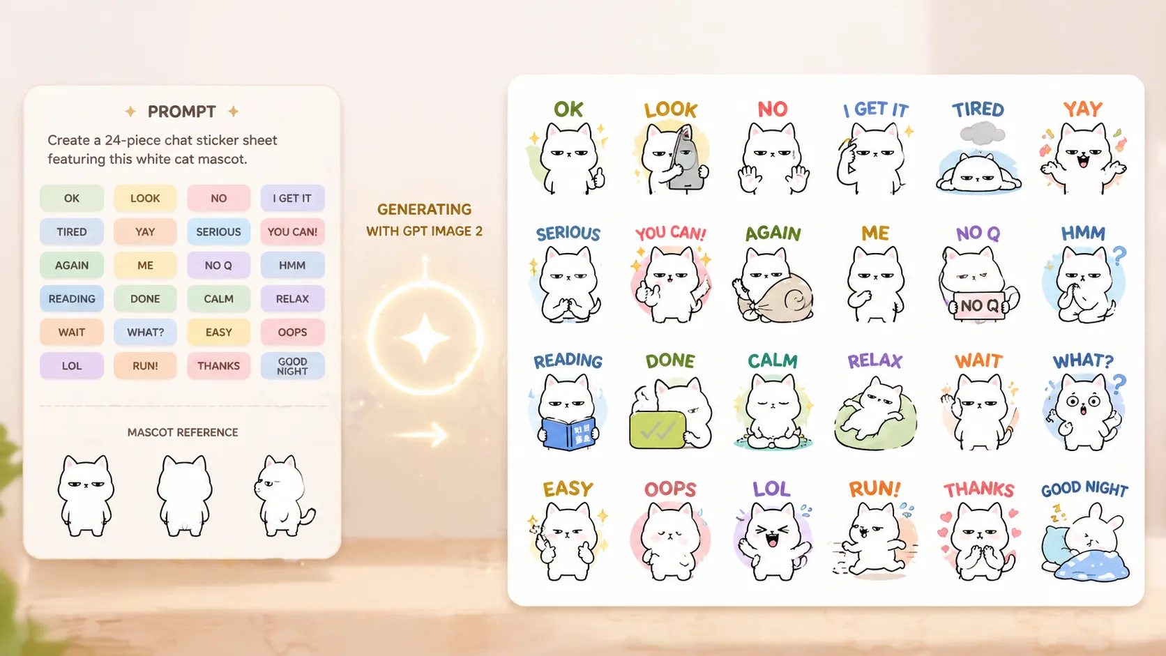 用 GPT Image 2 生成完整聊天贴纸合集