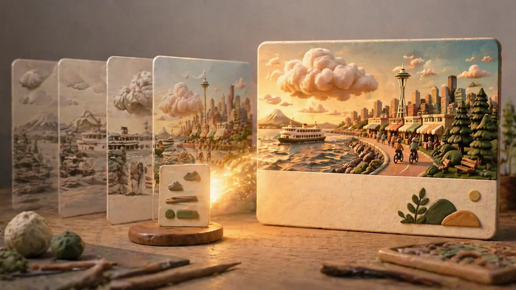 Template d'affiche éco en argile : Generating and refining a finished miniature clay eco poster with GPT Image 2