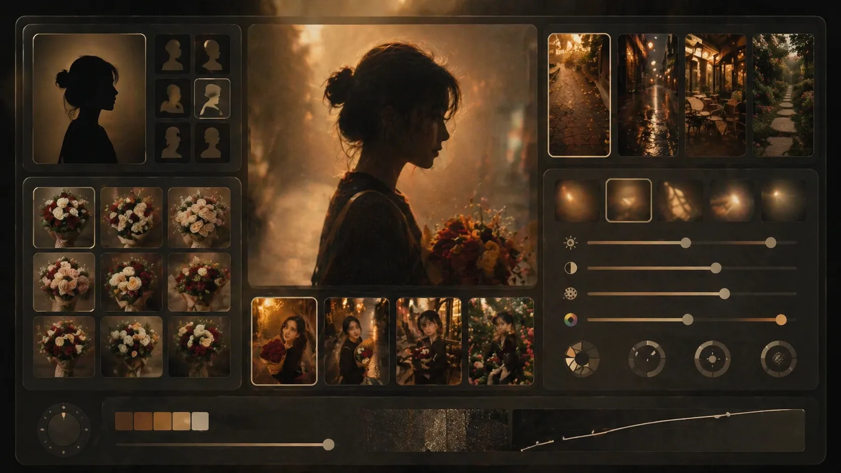 Modifier les variables d'un prompt de portrait floral cinématographique