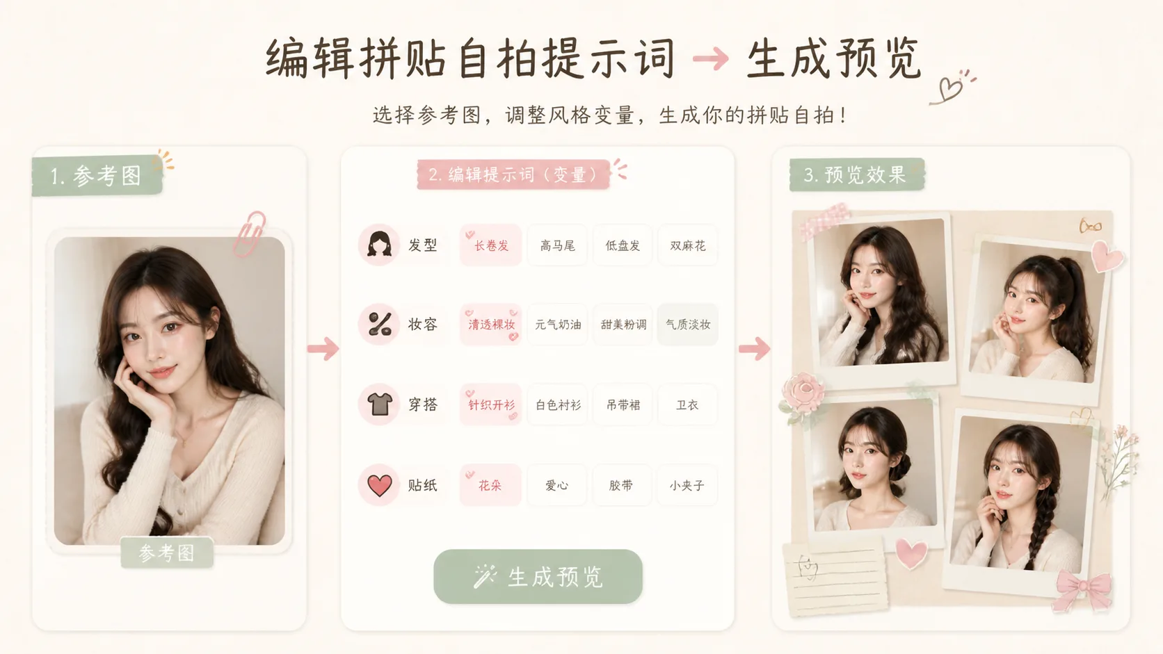 Editing reference image and selfie collage variables
