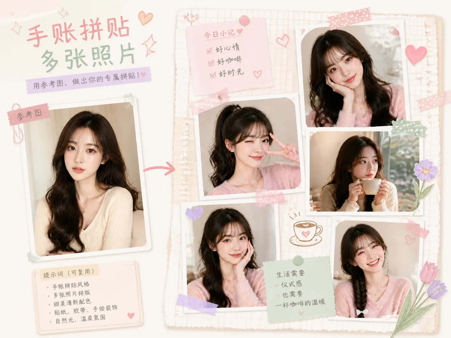 GPT Image 2 scrapbook selfie collage template overview