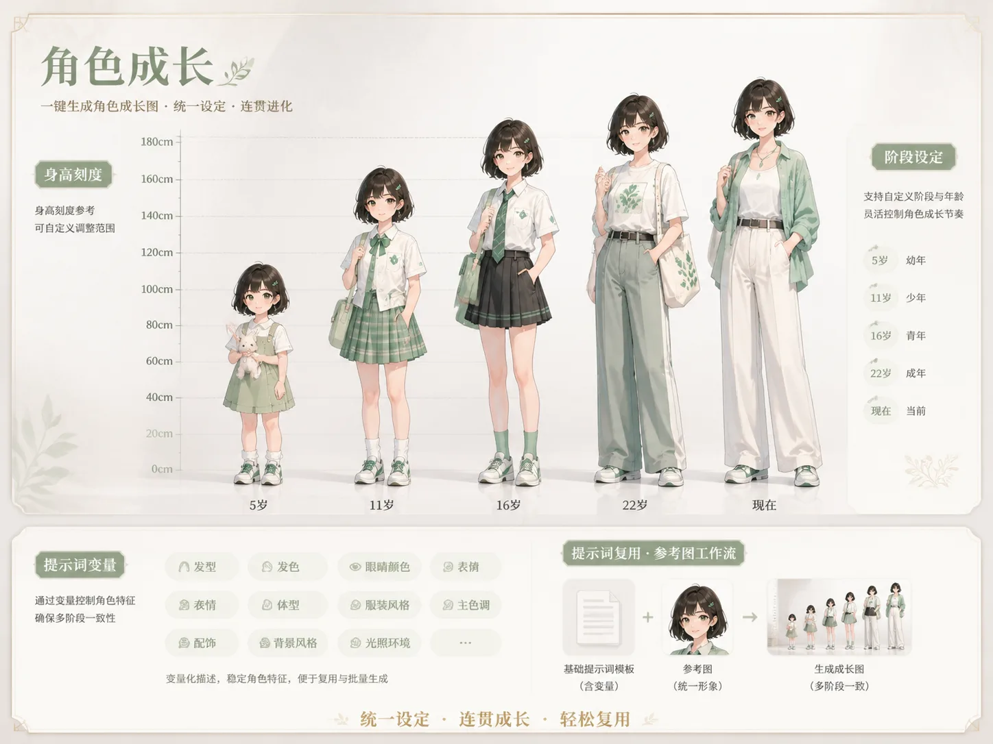Character growth chart template feature overview