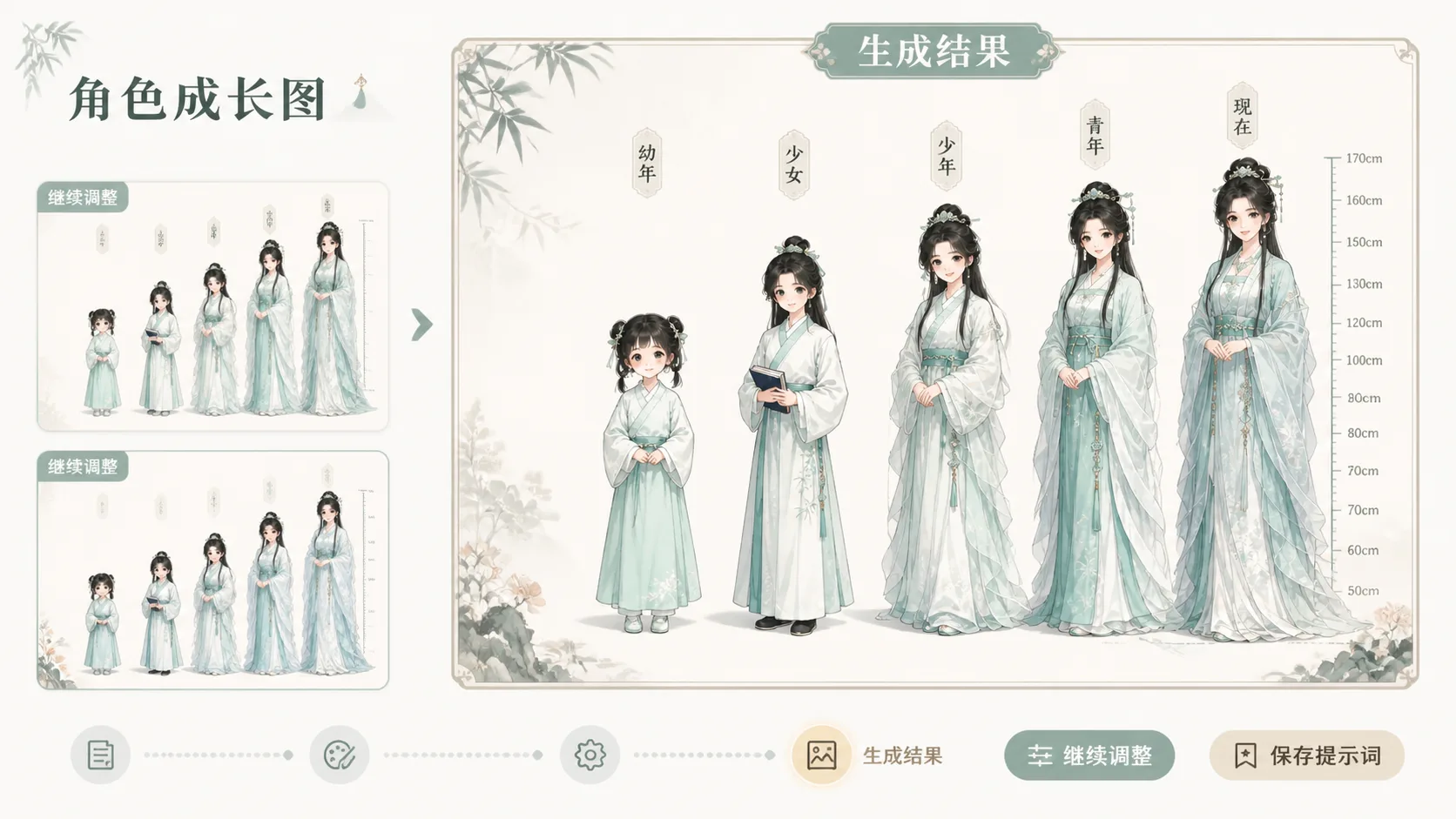 Generating and refining a character growth chart result