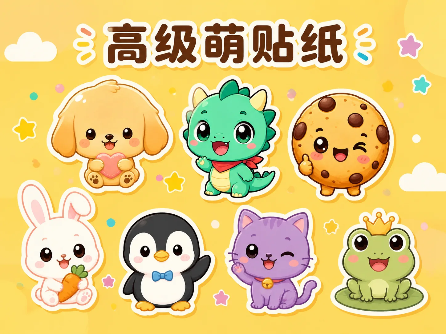 Overview of low-detail one-head chibi sticker character templates