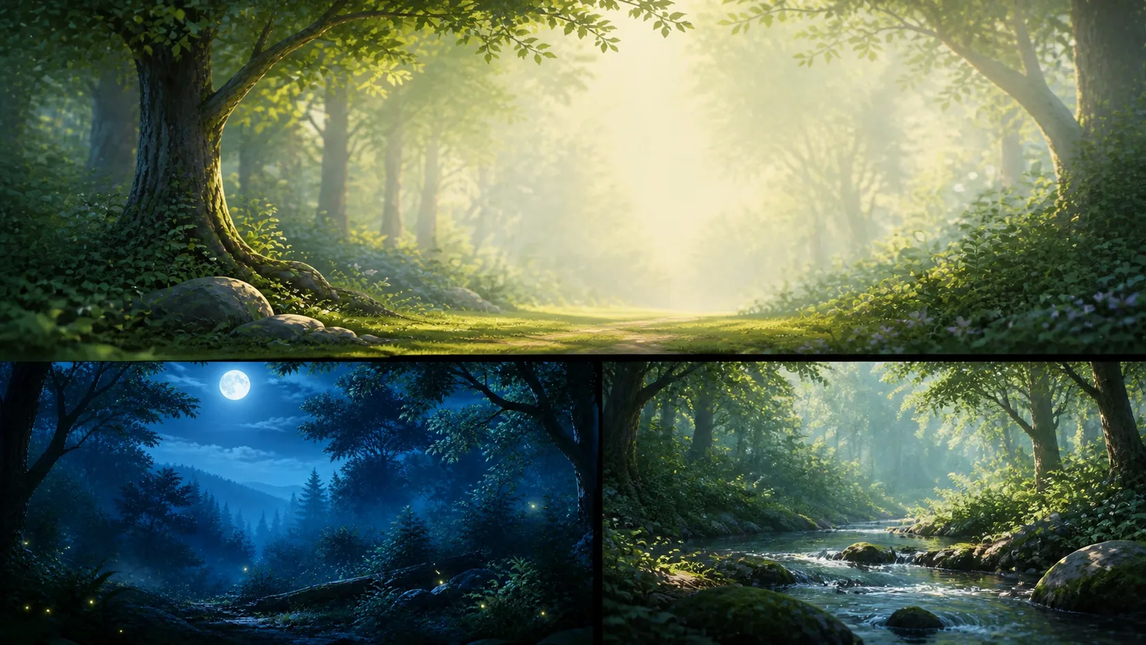 Generated forest backgrounds ready for games streams and videos