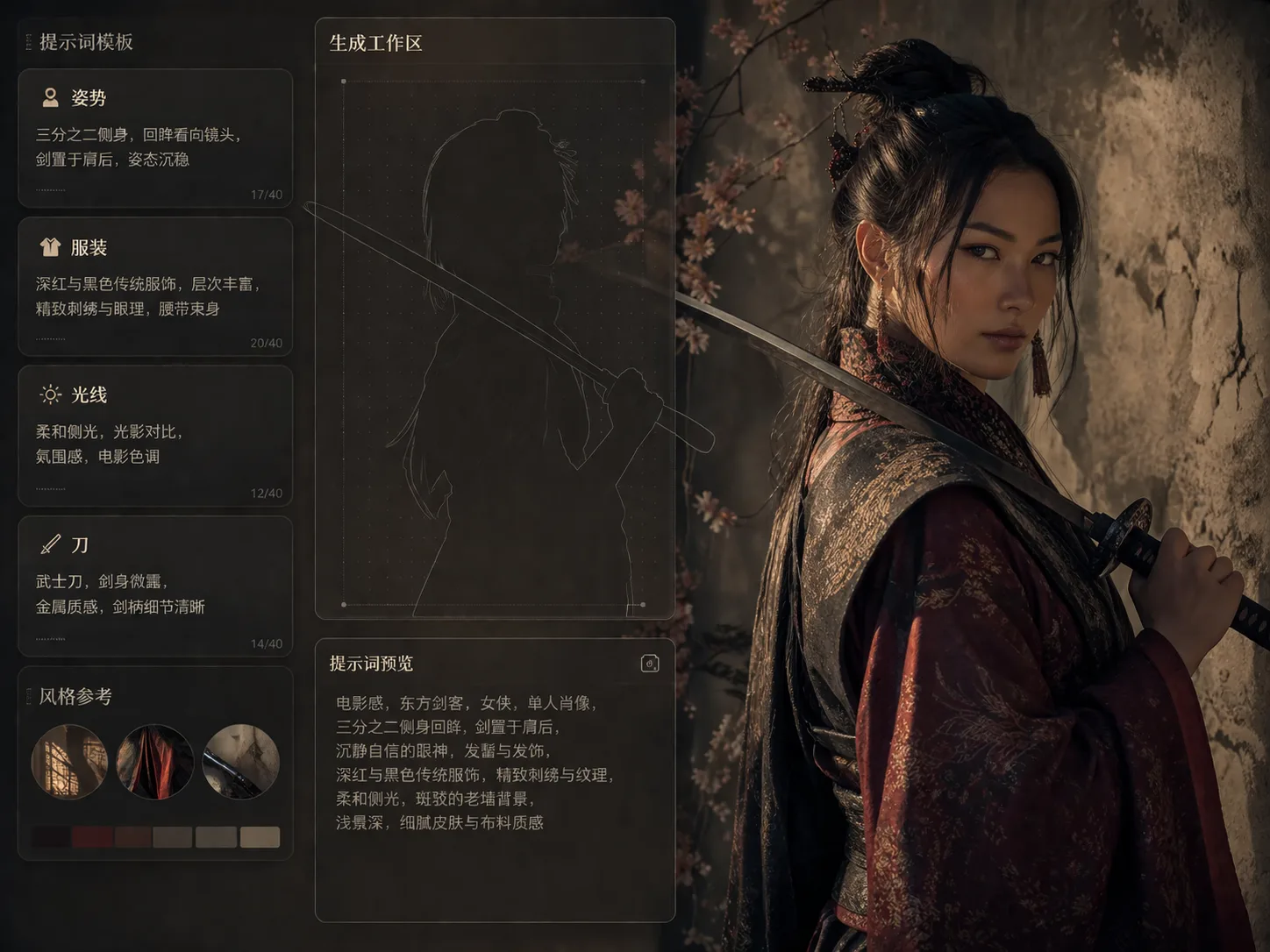 GPT Image 2 swordswoman portrait template workflow overview