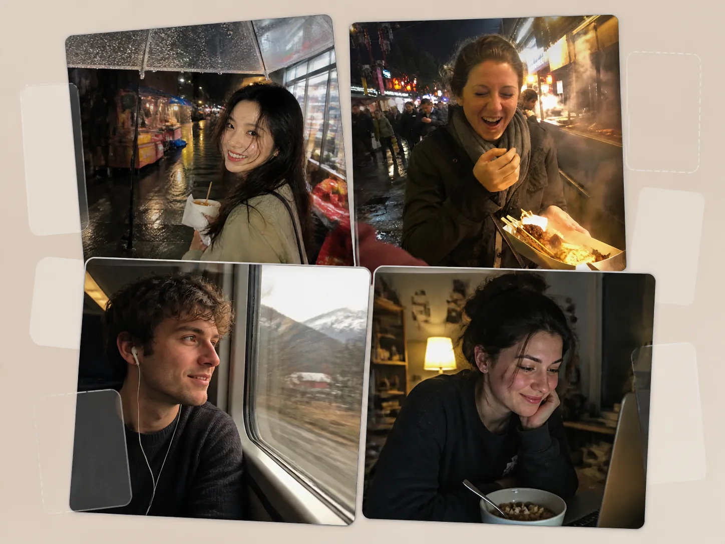 Camera-roll style overview for candid photo templates