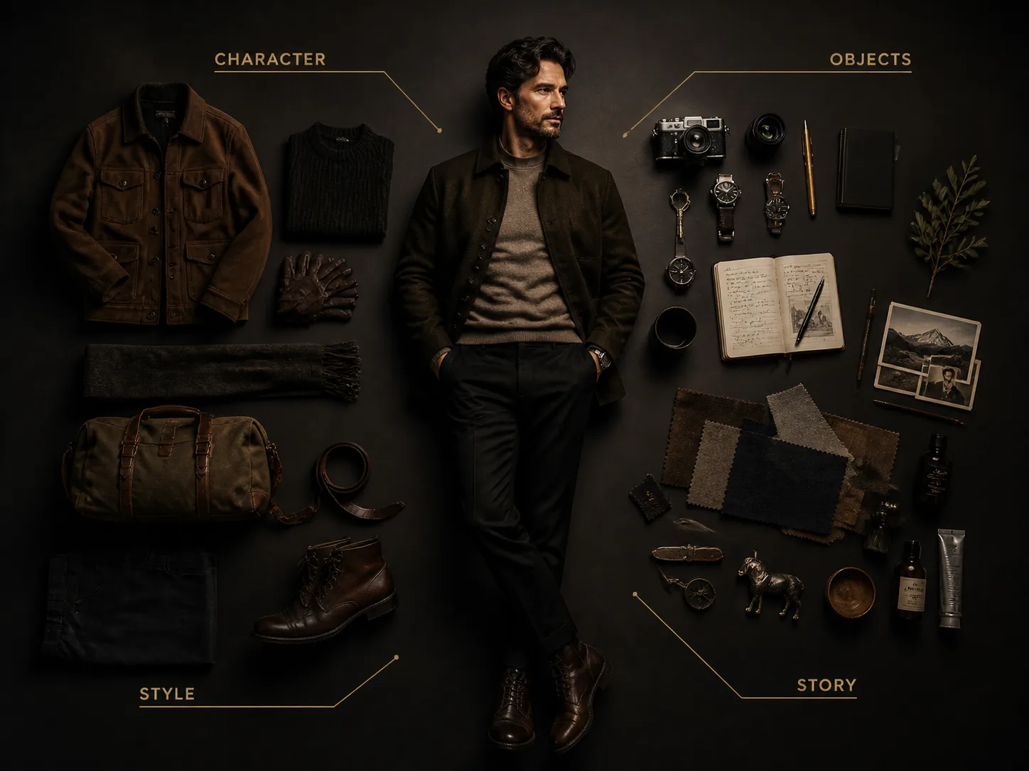 GPT Image 2 character inventory poster overview with a central character and curated objects