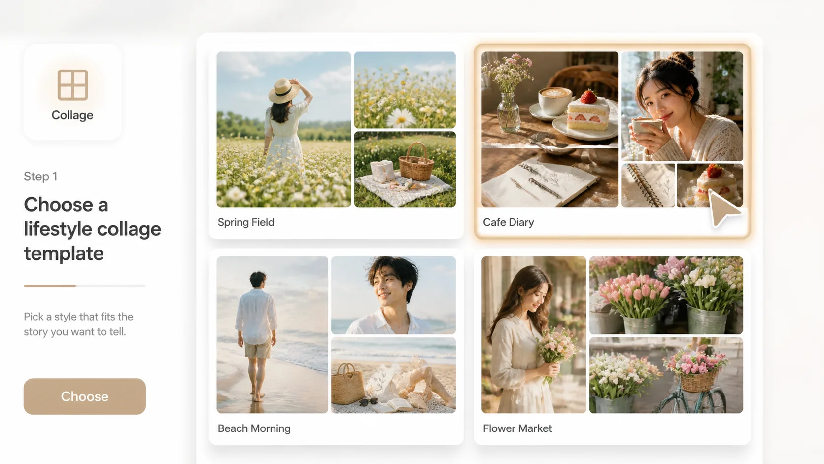 Choosing a lifestyle collage prompt template