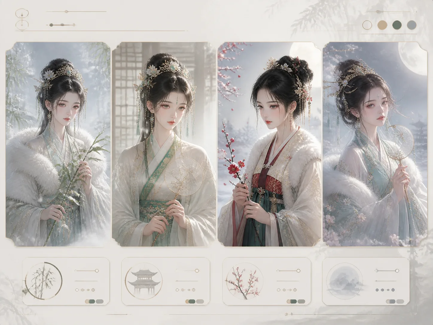Curated GPT Image 2 guofeng beauty portrait template board