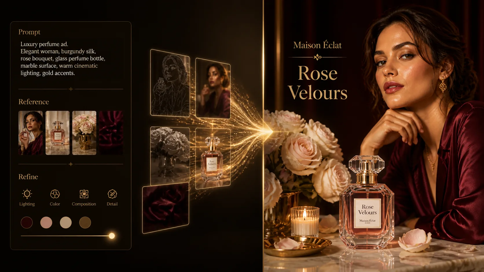 Generating and refining a luxury perfume advertisement with GPT Image 2