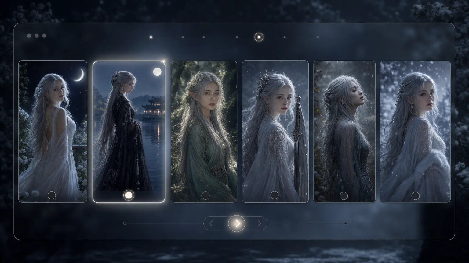 Choosing a silver fantasy muse portrait template from a visual gallery
