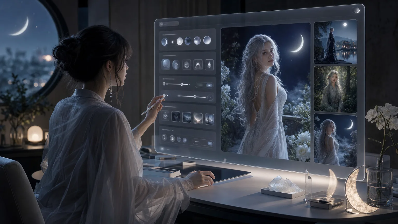 Editing character, mood, outfit, and lighting variables for a fantasy portrait prompt