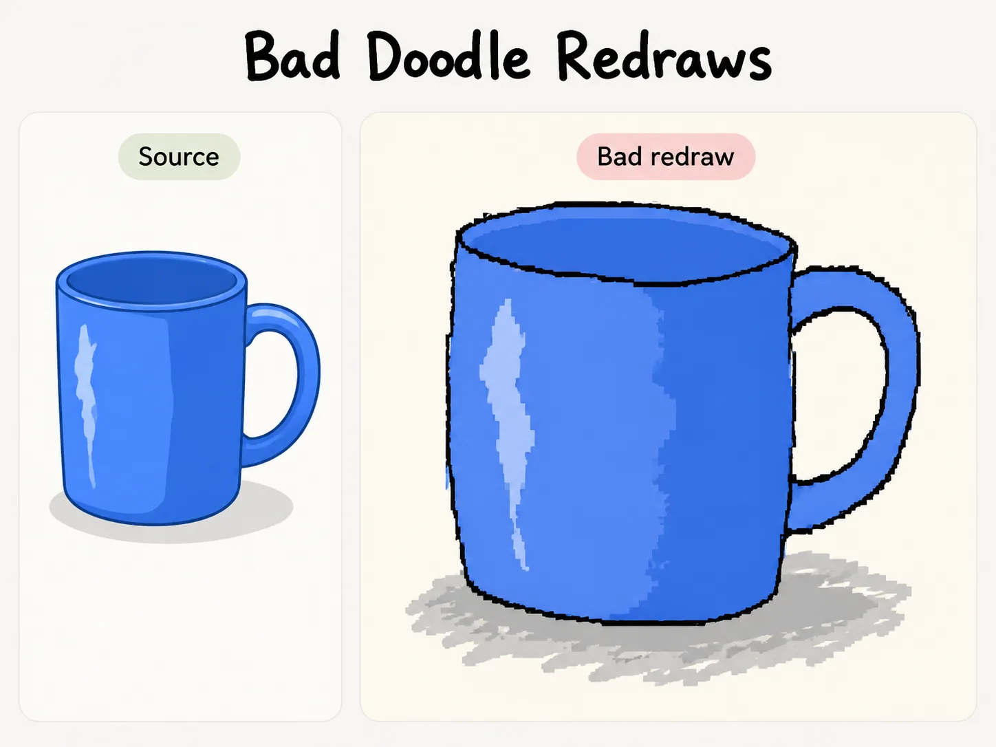 Reference image transformed into a deliberately clumsy MS Paint-style redraw