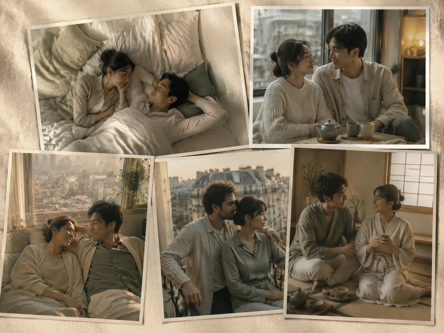 Overview collage of cinematic couple portrait templates