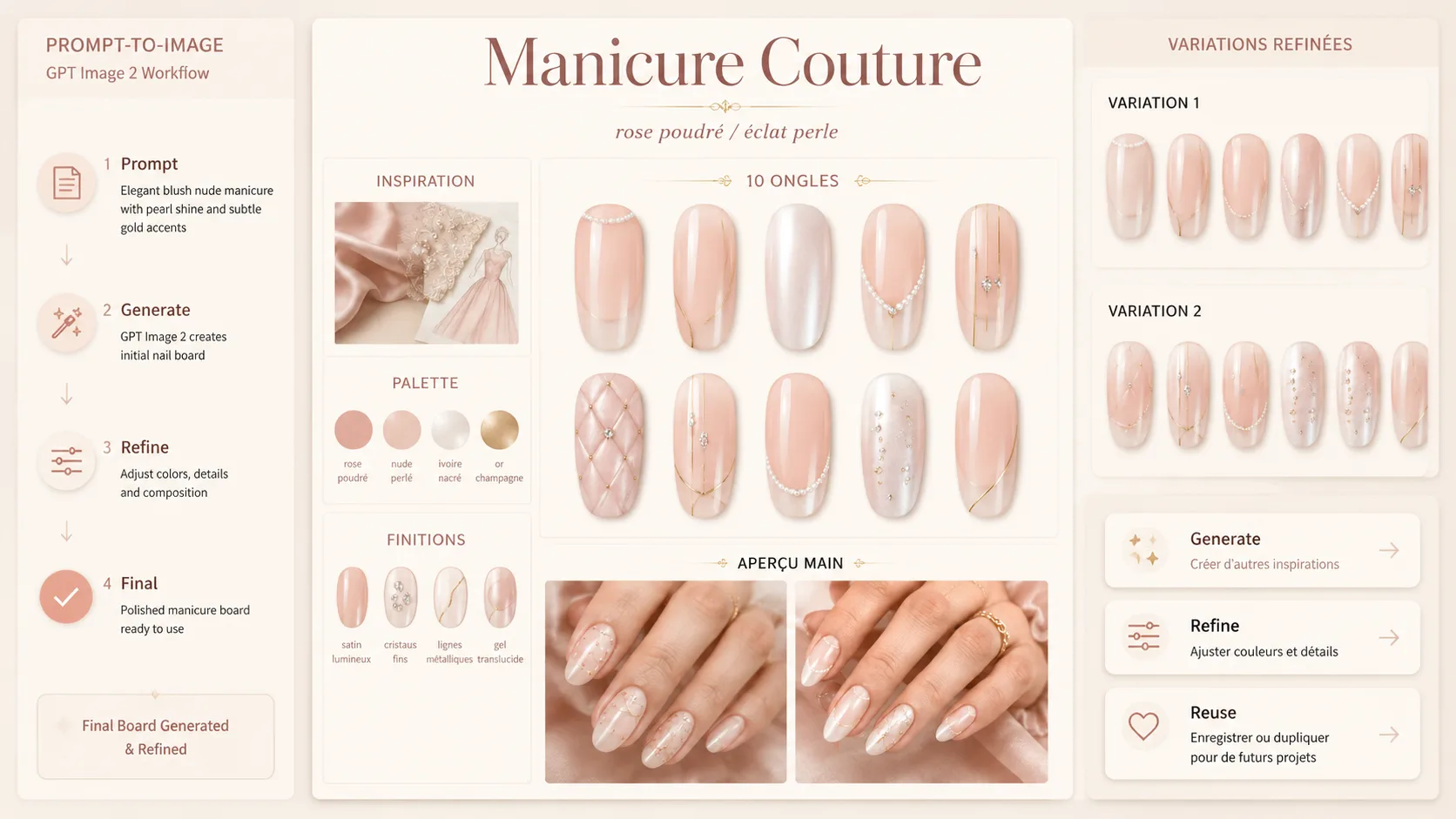 Generating and refining a luxury manicure inspiration board with GPT Image 2