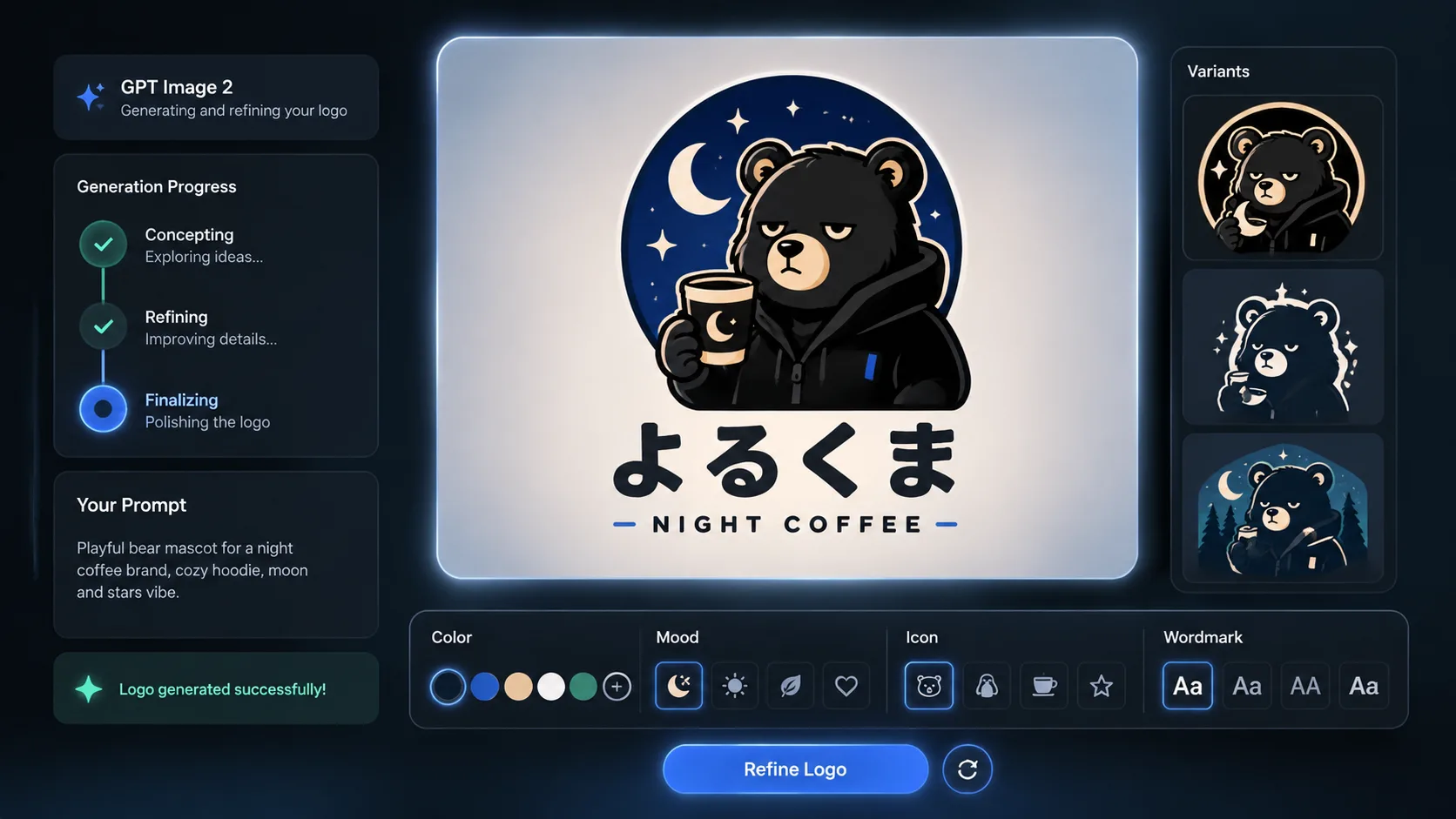 用 GPT Image 2 生成并优化动物角色 Logo